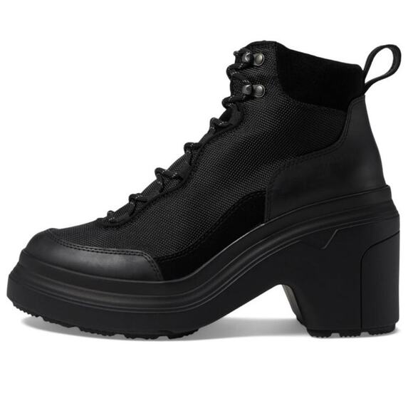 Hunter Discoverer Mid Ankle Lace-Up Chunky Heel Boot Lug Sole Black NEW Size 8 - Picture 1 of 16